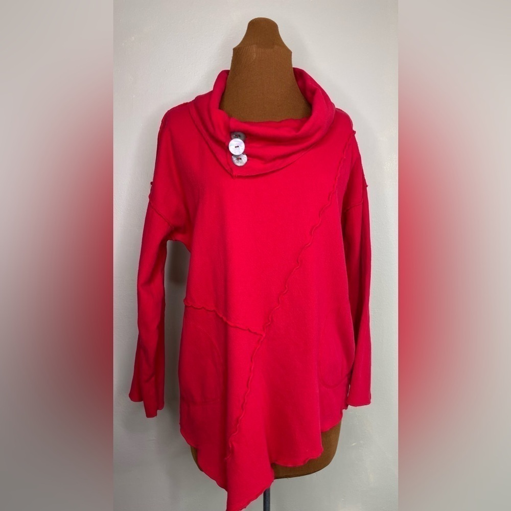 Sea Breeze Cotton Cowl Neck Pullover Assymetrical Tunic Size Small